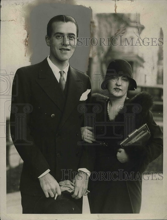 1932 Press Photo Socialites Mr & Mrs. Morton Hoyt Spend Honeymoon In Washington - Historic Images