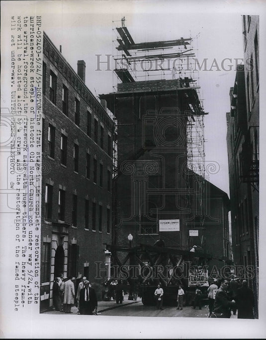 1955 Press Photo First Stage In The Complete Restoration Of The Hurricane Wreck - Historic Images