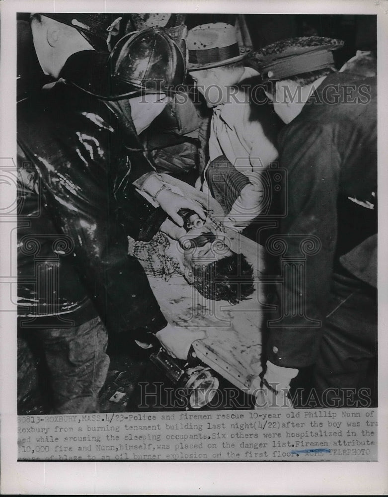 1951 Press Photo Police Firemen rescue Phillup Nunn - nea87563 - Historic Images