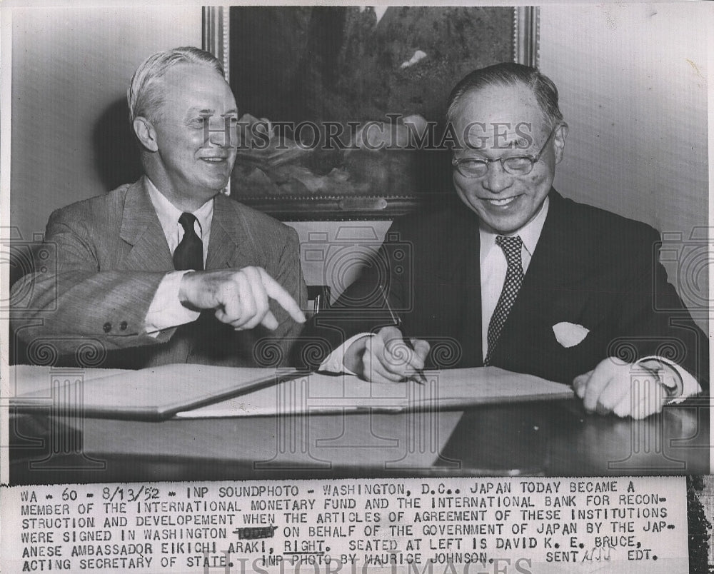 1952 Press Photo Secretary Of State David Bruce &amp; Ambassador Eikichi Araki - Historic Images