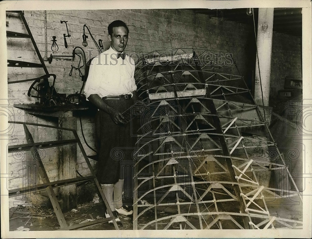 1927 Press Photo Henri Dashiell Wright build a Plane and sell for $500. - Historic Images