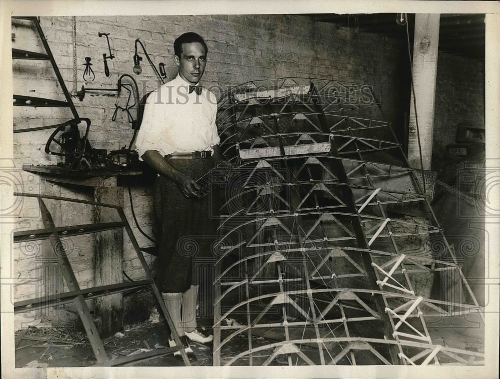 1930 Press Photo Henri Dashiell Wright build a Plane and sell for $500. - Historic Images