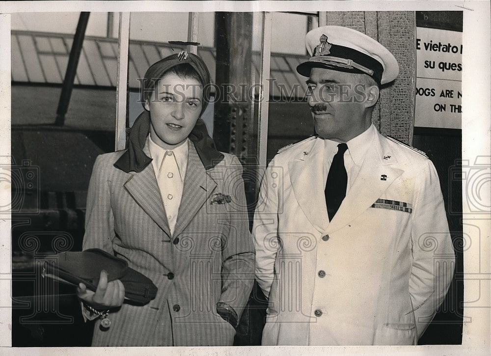 1939 Italinian ship Capt Attillo Frugone &amp; Baroness R Von Oppenheim - Historic Images