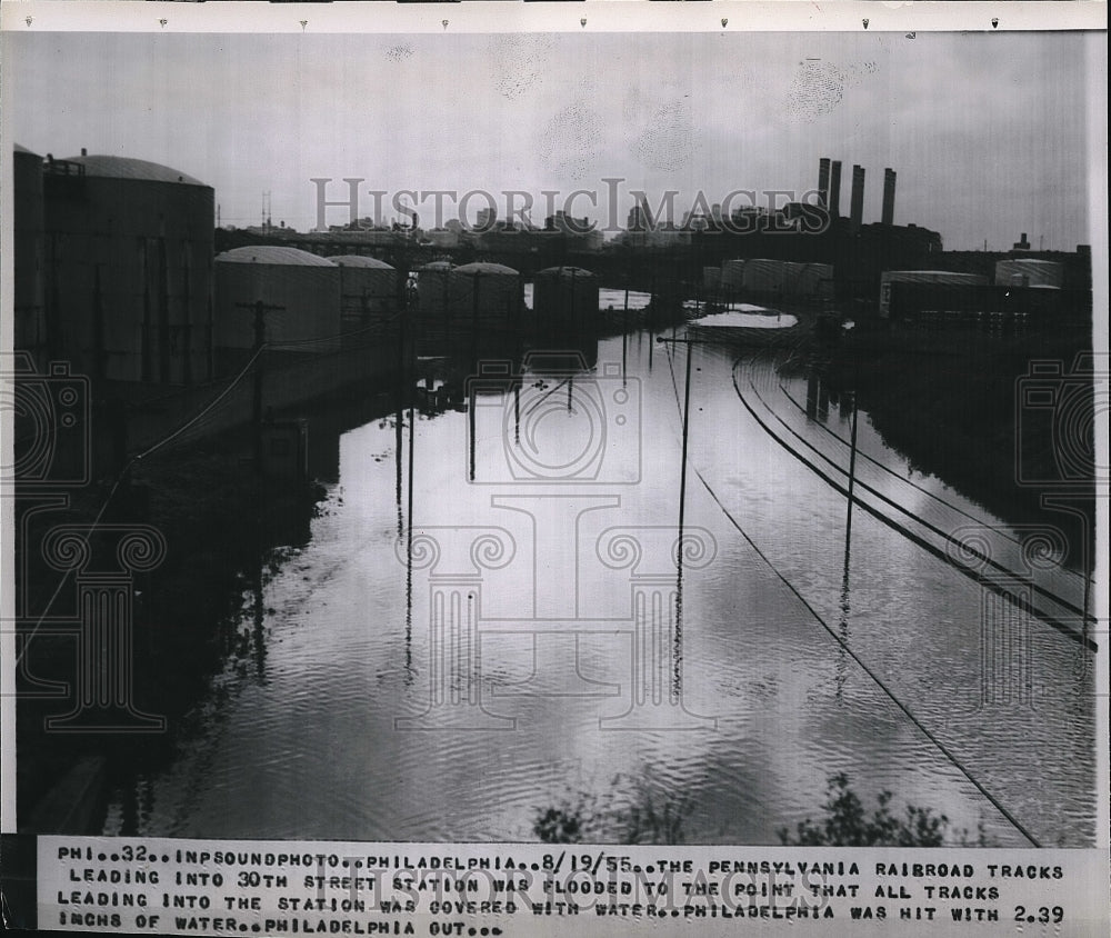 1955 Penn RR tracks flooded in Philadelphia, Pa.  - Historic Images