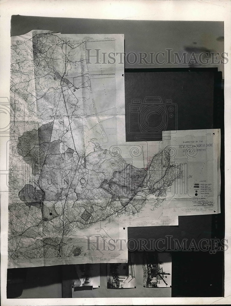 1946 Map of Boston, Mass for possible UNO site  - Historic Images