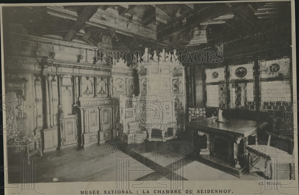 1919 Press Photo Ornate furnishings in Zurich, Switzerland - Historic Images