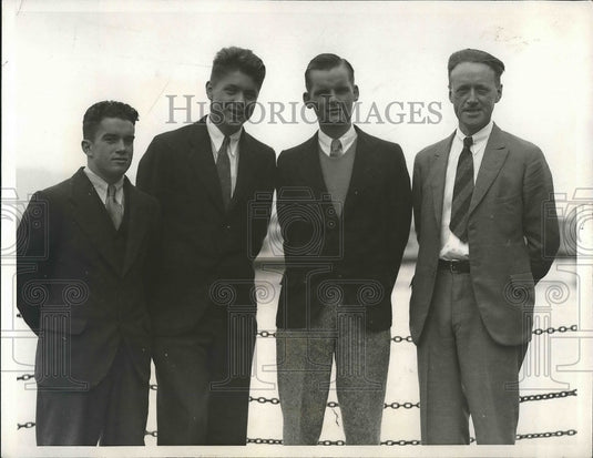 1932 Press Photo Dr Stork & boy scouts P Abernathy, B Kaiser,M Evelyn - Historic Images