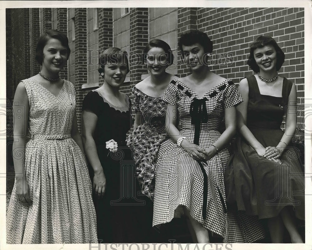 1955 Press Photo Ohio wesleyan HS queens. Wylie,Morely,Crider,Keller,Perry - Historic Images