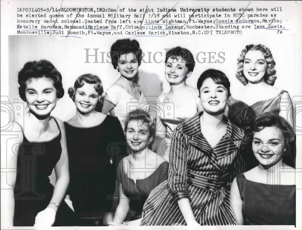 1960 Press Photo Indiana Univ, pageant contestants, Wightman,Anderson,Burnham - Historic Images