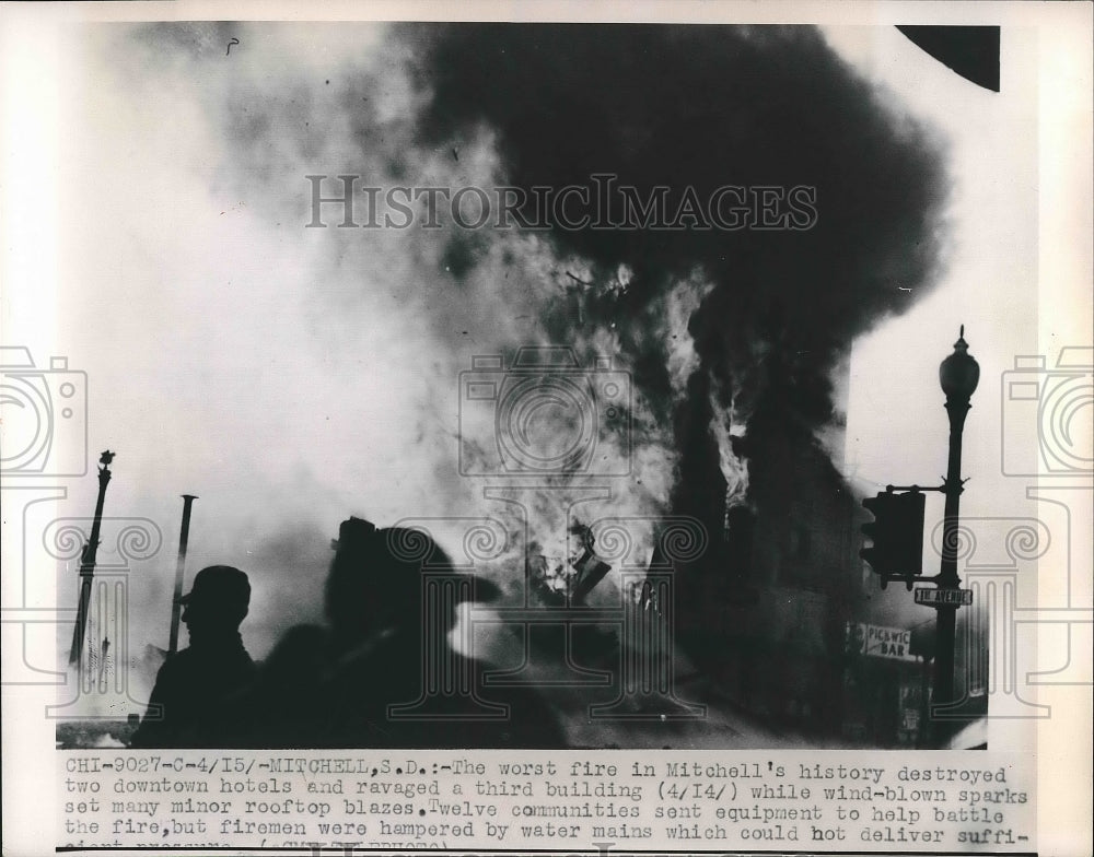 1950 Firefighters Battle Blaze In Mitchell, SD That Destroyed - Historic Images
