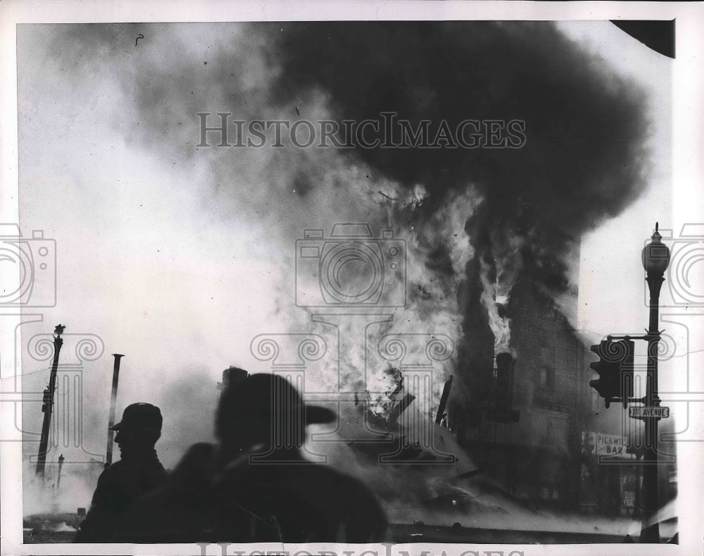 1950 Mitchell,S.Dak bad fire at hotels in town  - Historic Images