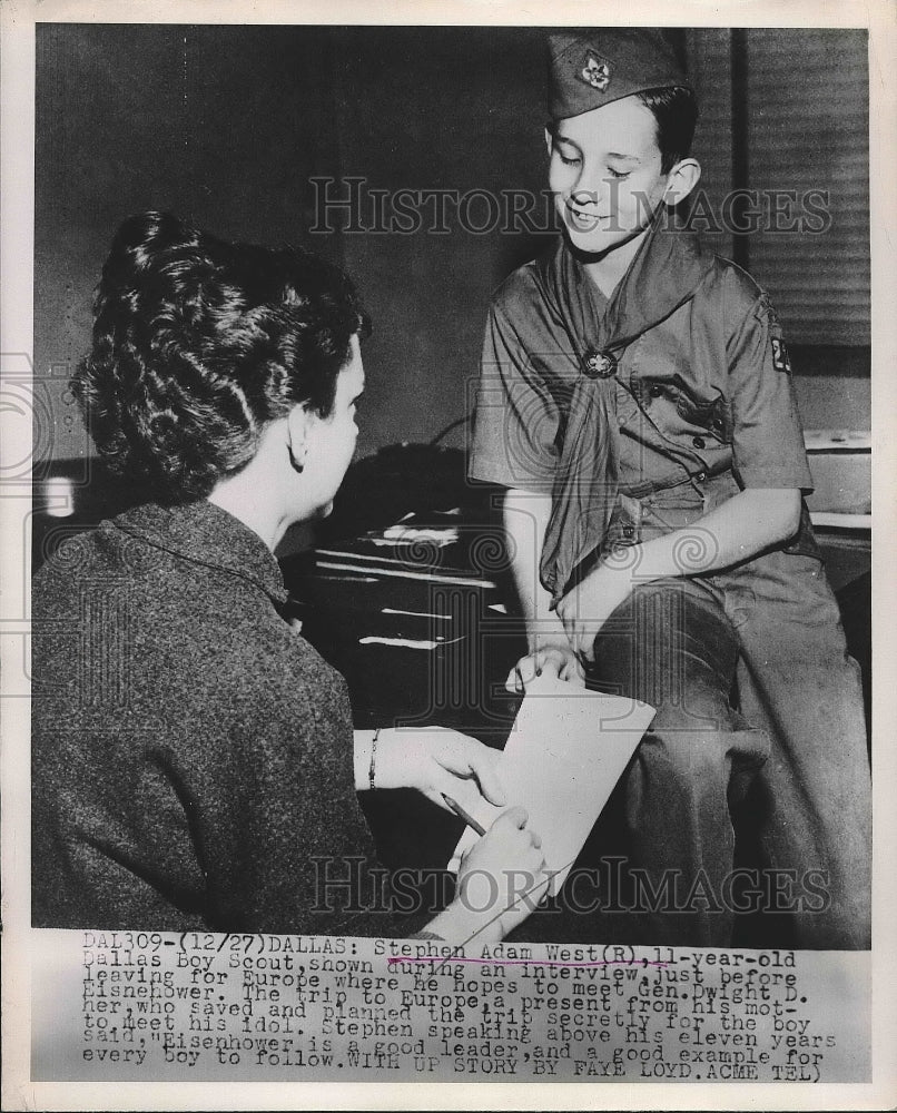 1951 Stephen Adam West, Dallas Boy Scout during interview in Dallas. - Historic Images
