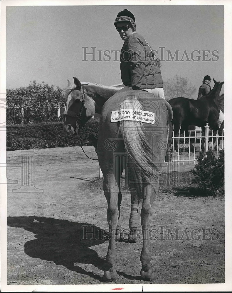 1951 Thistledown, Ohio. Ohio Derby outrider Kim Wilson with pony. - Historic Images