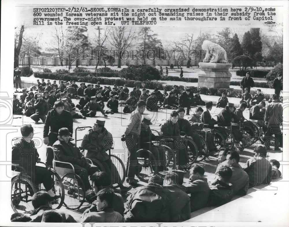 1961 Press Photo Seoul Demonstration Korean Veterans - nea88999 - Historic Images