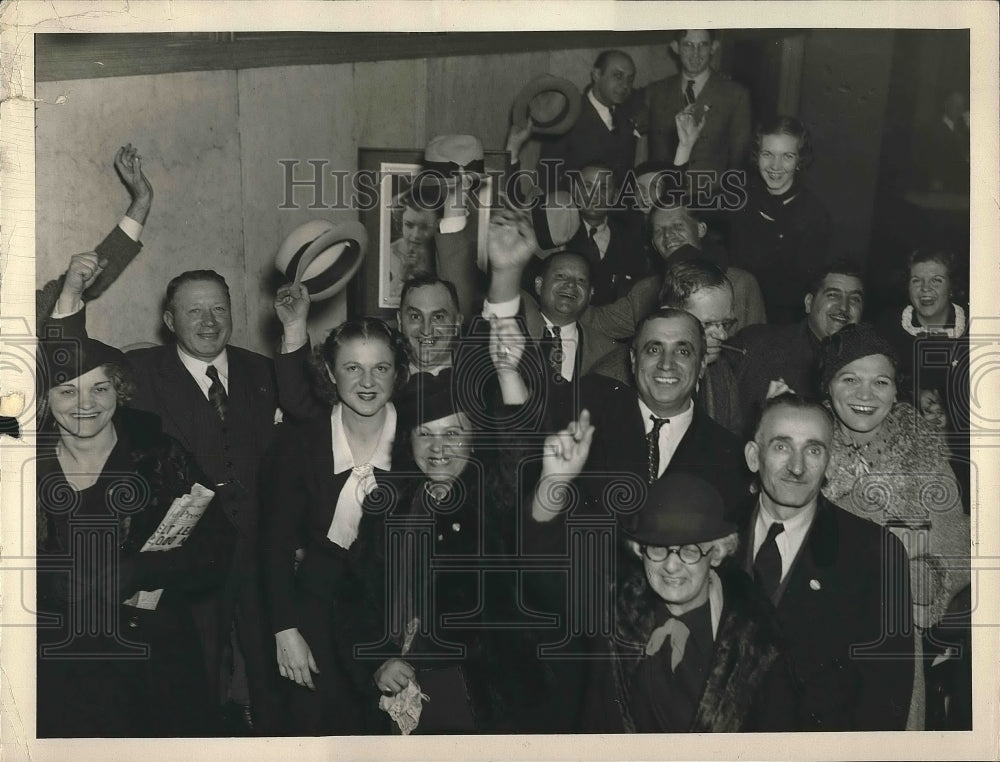 Happy Crowd Celebrates In Their Office  - Historic Images