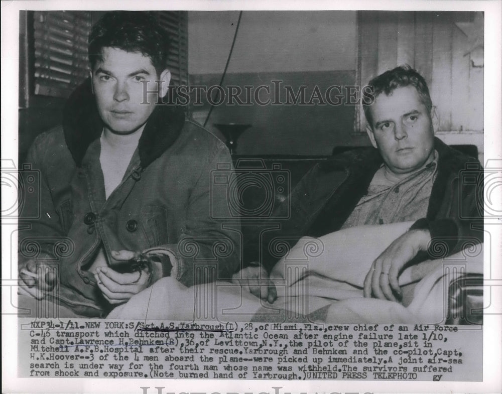 1955 A.S. Yarbrough and Capt. Lawrence Behnken in Hospital - Historic Images