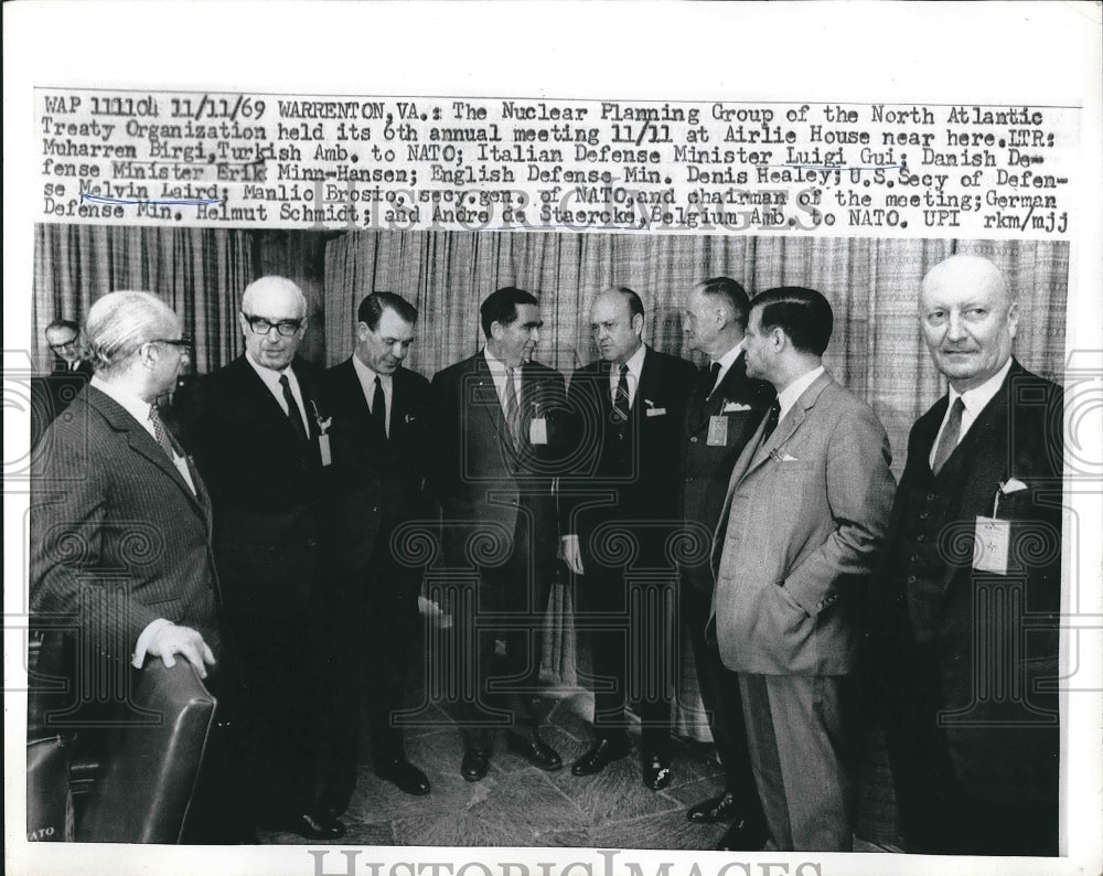 1969 Press Photo Nuclear Planning Group, M Birgi,L Gui, E Minn-Hansen,D Healey, - Historic Images