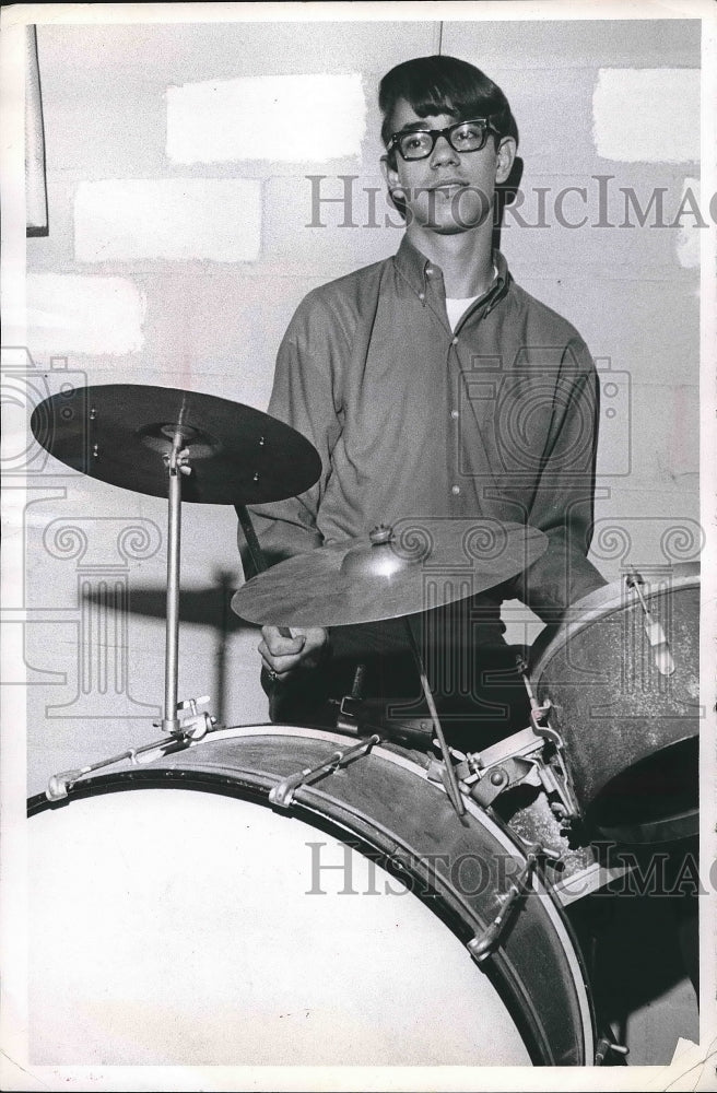 1967 Darren W. Saylor and his drums in Cleveland, Ohio  - Historic Images