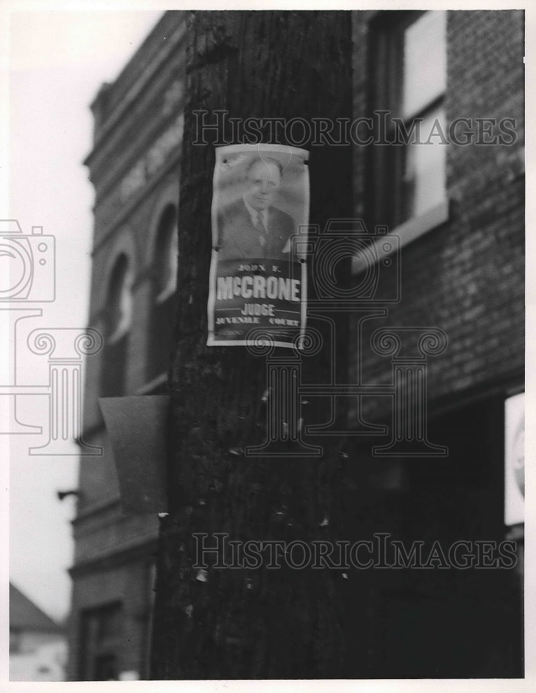 1954 Press Photo John McCrone campaign posters in Cleveland - nea89233 - Historic Images
