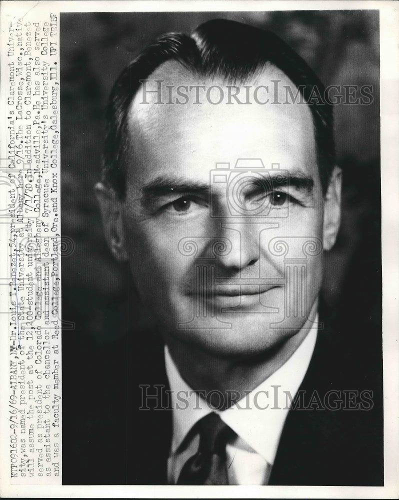1969 Press Photo Claremont University President Dr. Louis Renezet Portrait-Historic Images