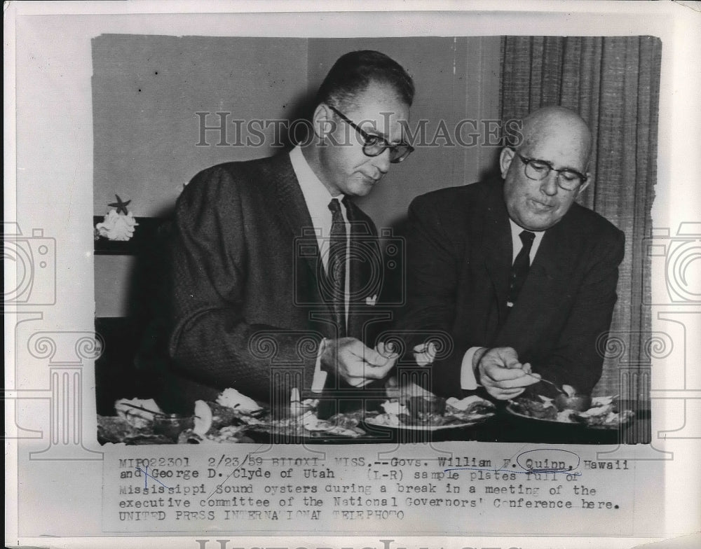 1959 Govs. William Quinn and George Clyde at Gov. Conference - Historic Images