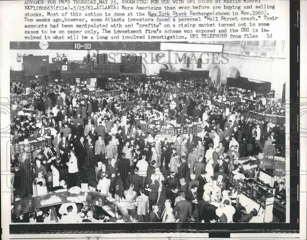 1961 New York Stock Exchange floor of business  - Historic Images