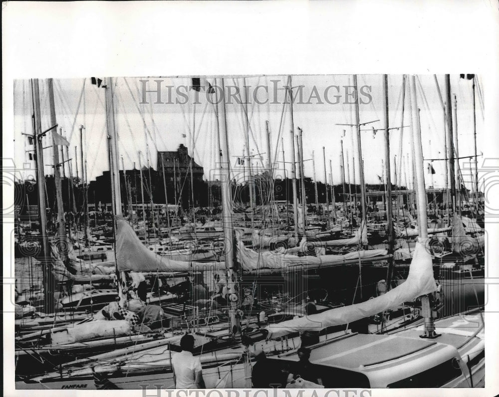 1965 St Malo, Normandy, France flotilla of boats in harbor - Historic Images