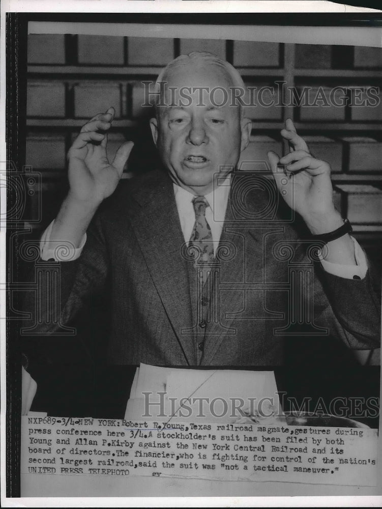 1954 Press Photo Robert R Young, Texas RR magnate - nea89566 - Historic Images