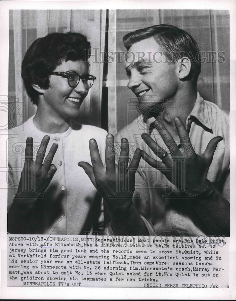 1954 Press Photo Dale Quist with his wife Elizabeth - Historic Images