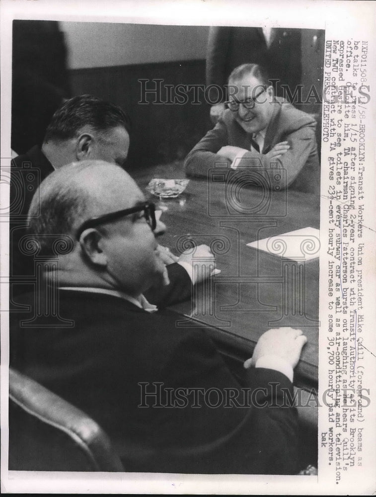 1958 NY Transit Workers&#39; Union signs contract with Transit Authority - Historic Images