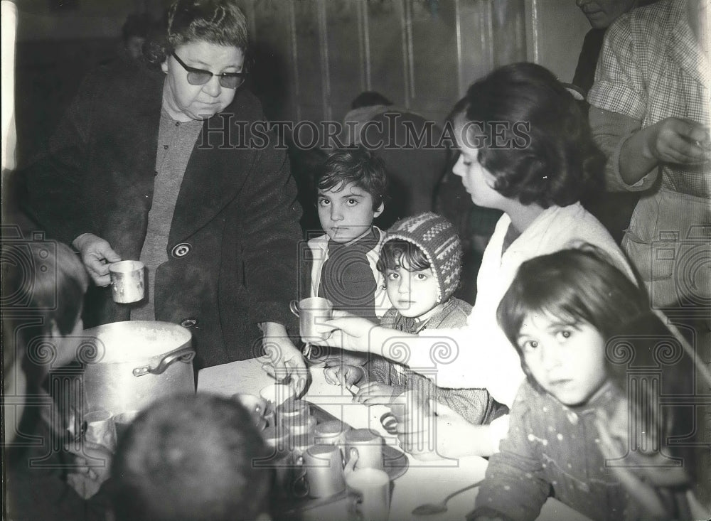 1953 Children got their milk from the Intl."Save the Children Fund" - Historic Images