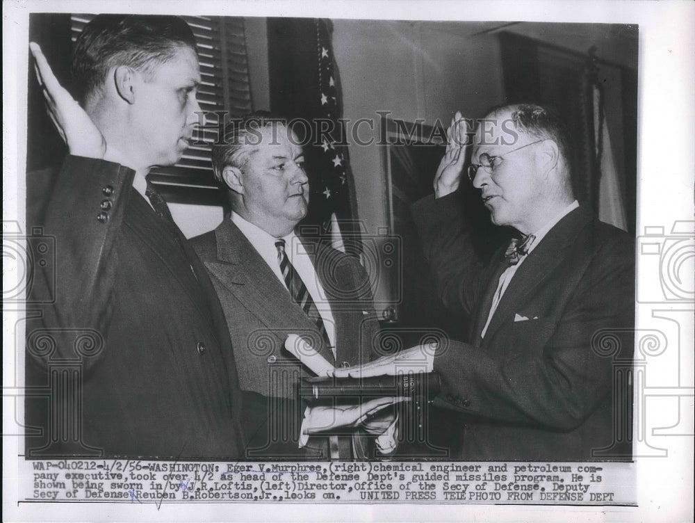 1956 Eger V.Murpree sworn as head of Defense Dept. guided Missile . - Historic Images