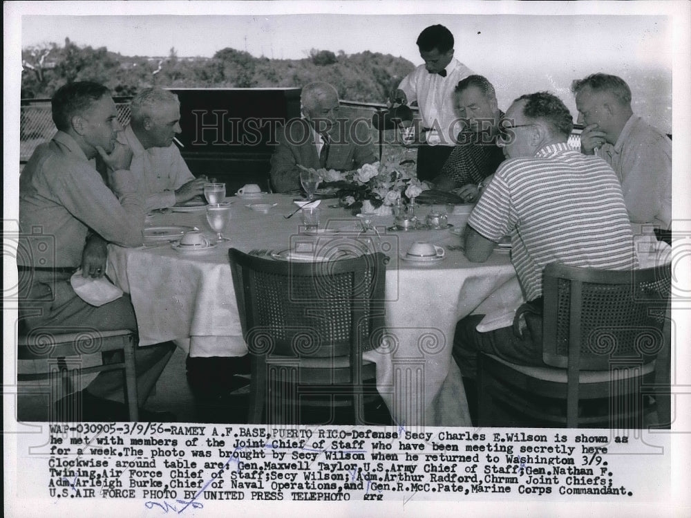 1956 Press Photo Defense Secy Charles Wilson , Gen. Maxwell Taylor - nea89760 - Historic Images
