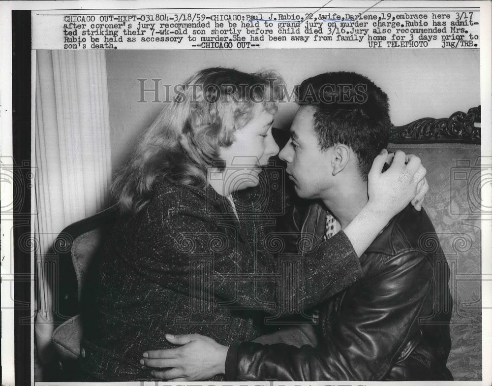 1959 Paul Rubio &amp; Wife Darlene Paul Held for Murder  - Historic Images