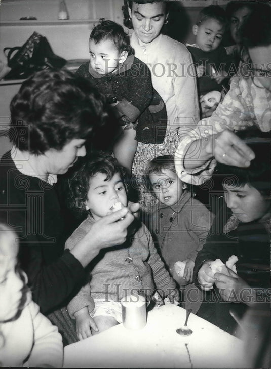 1963 Child refugees from floods in Greece & Red Cross workers - Historic Images