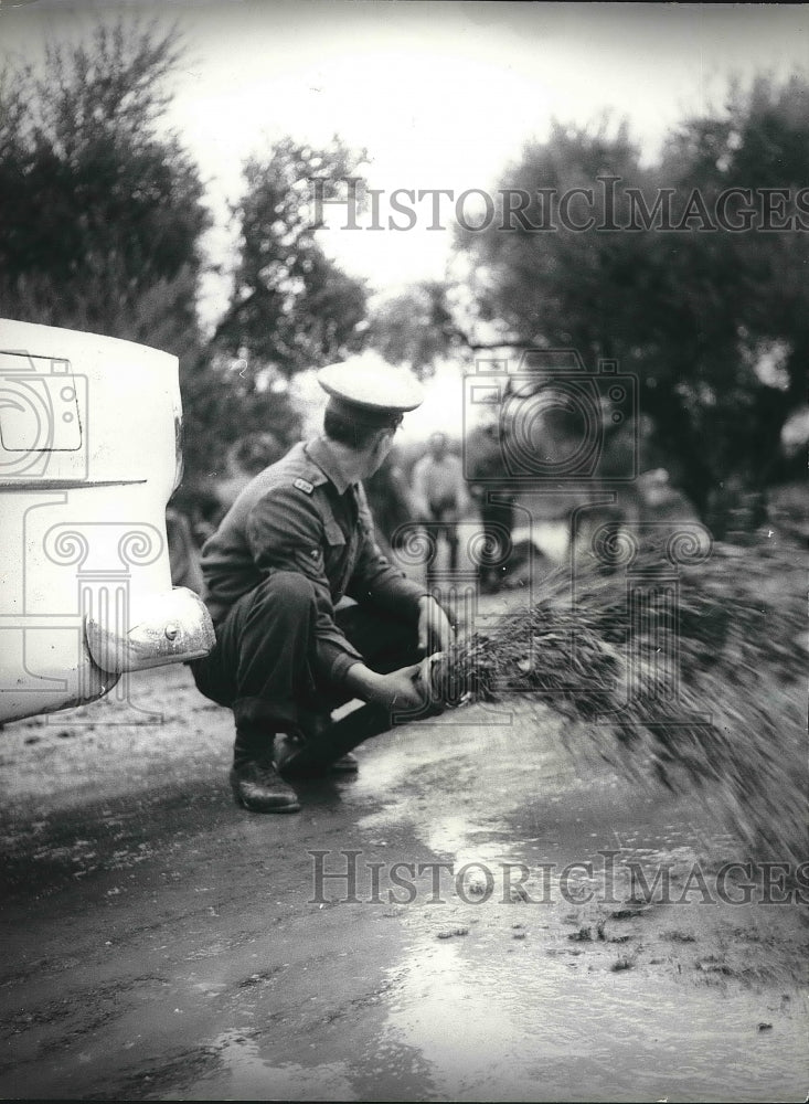 19636 Fire brigade of Patras, Greece pump out flood waters - Historic Images
