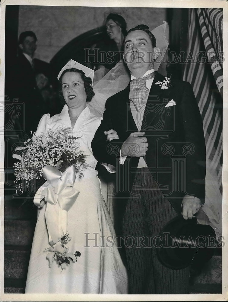 1937 Press Photo Presidents bodyguard Tom Qualters weds Arlene Eade - nea89838 - Historic Images