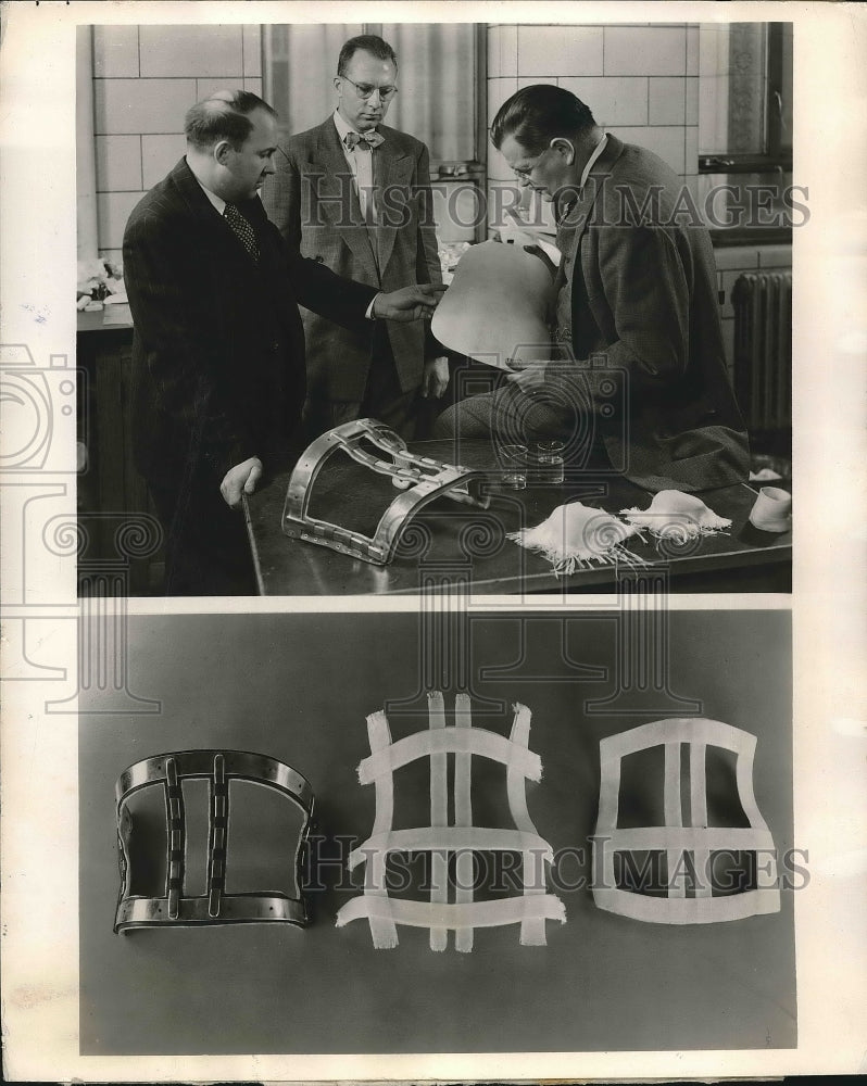 1950 Press Photo Dr R Quarles, Drr JL Young, Dr HE Weaver &amp; plastic braces-Historic Images