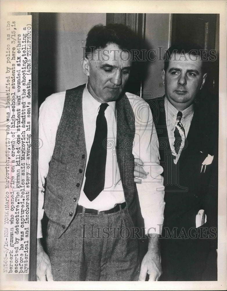 1948 Marko Markovich Accused of Firing at School Students Killing 1 - Historic Images