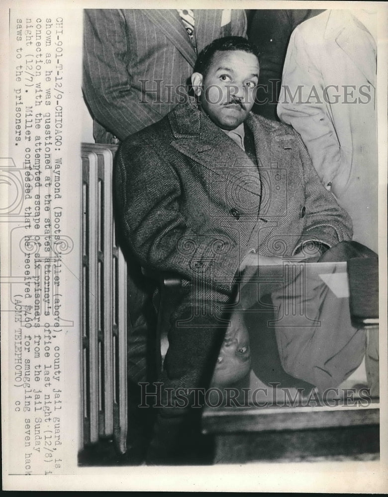 1947 Press Photo Waymond "Boots" Miller Aided Attempted Prisoner Escape - Historic Images
