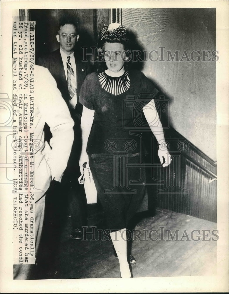 1948 Press Photo Mrs. Margaret Mercil Freed Of Murder Charge - nea89916 - Historic Images