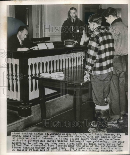 1949 Albany, NY Ed Moore & Rob Weaver charged with 1st degree murder - Historic Images