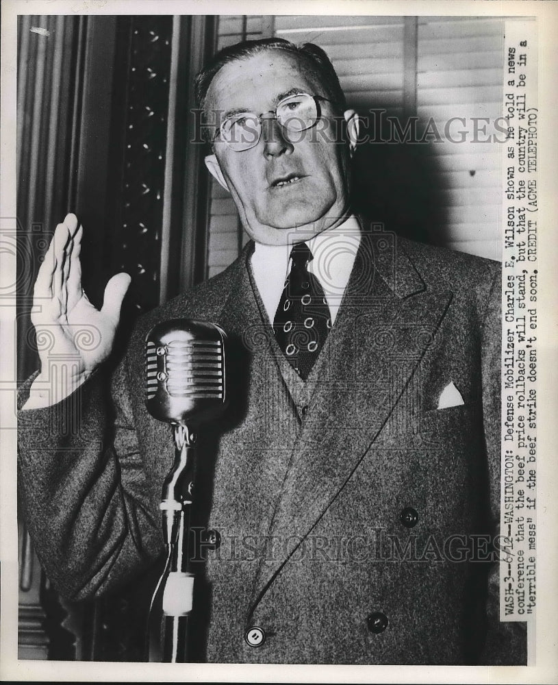 1951 Press Photo Defense Mobilizer, Charles E. Wilson - nea89935-Historic Images
