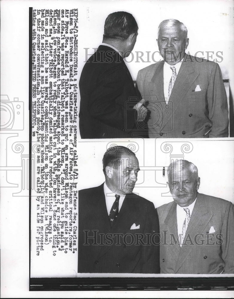 1955 Press Photo Defense Secretary Charles Wilson with Secretary Donald Quarles - Historic Images