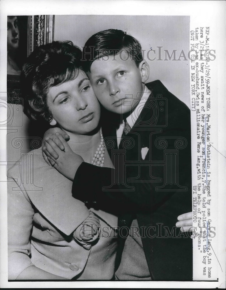 1959 Marion Rothstein with Son Gerald Awaiting News of Other Son - Historic Images