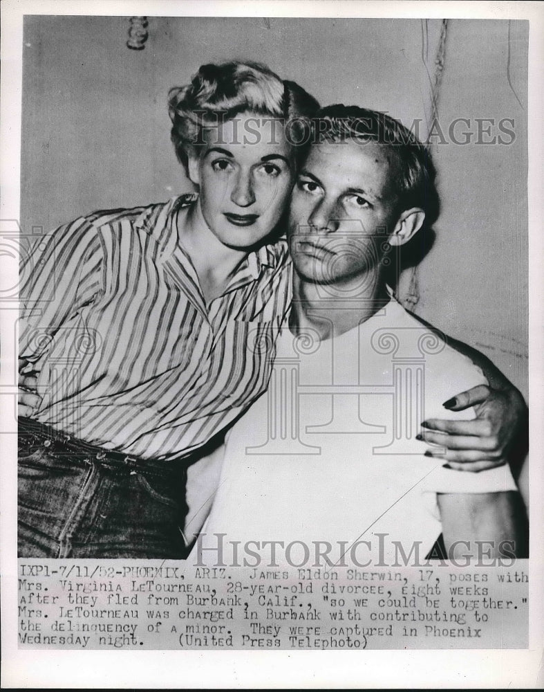 1952 Phoenix, Az. James E Sherwin, age 17 &amp; Mrs Virginia LeTourneau - Historic Images