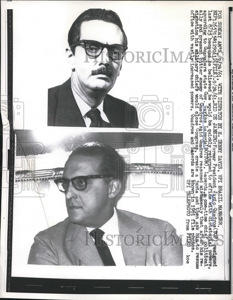 1961 Ex Brazil pre. Janio Quadros & Gov. Carlos Lacerda  - Historic Images