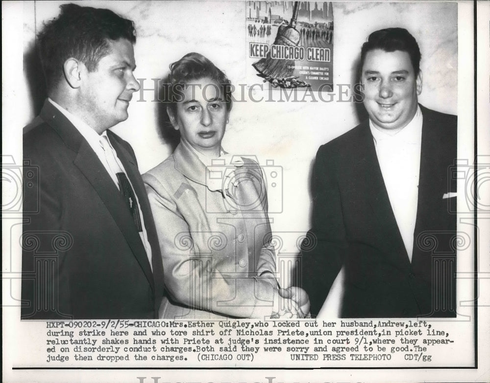 1955 Mrs Esther Quigley &amp; husband Andrew &amp; union pres. N Priete - Historic Images
