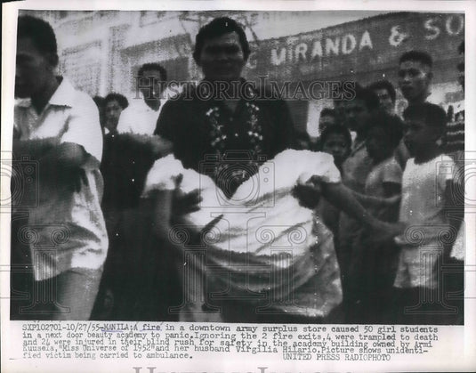 1955 Manila fire in downtown army surplus store Virginia Hilario - Historic Images