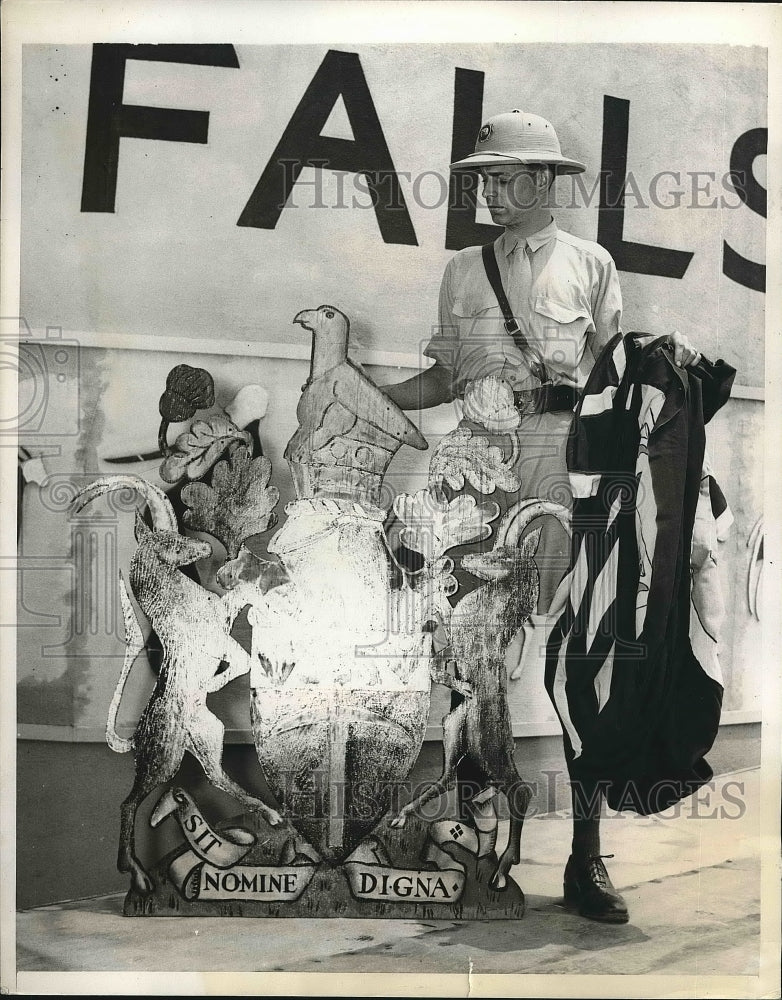 1939 Shield and Flag, Southern Rhodesia, World's Fair Victoria Falls - Historic Images
